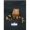 Image 1 : Nicely Carved Wooden Box, with 8 Tiny Perfume Bottles. Eternity, Liz Taylor Etc