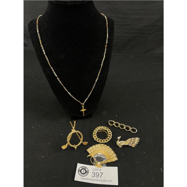 Beautiful Jewelry Lot. Necklace and 5 Brooches