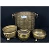 Image 1 : Lot of Brass Pots/Bowls. 1 Large Brass Basket with Handles. Approx 24" H