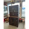 Image 1 : Vintage Baker's Cabinet.Leaded Glass Doors and Pull Out Table. NO SHIPPING