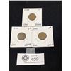 Image 1 : Lot of 3 Canadian Pennies 1939, 1940 and 1941 in Cardboard Holders