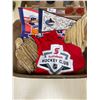 Image 2 : Box Lot of Sports Memorobilia. Pennents, Baseball Gloves, T Shirt
