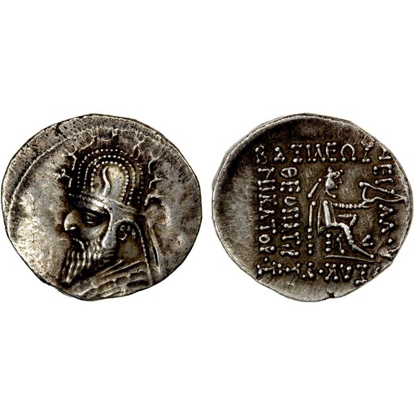 PARTHIAN KINGDOM: Sinatrukes, 93-69 BC, AR drachm (3.97g), Ekbatana, VF-EF