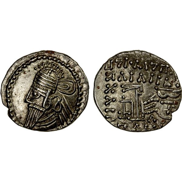 PARTHIAN KINGDOM: Vologases VI, AD 208-228, AR drachm (3.80g), EF