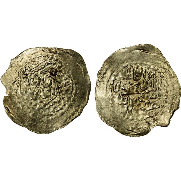 ILKHAN: Anonymous Qa'an al-'Adil, ca. 1260s-1270s, pale AV dinar (1.75g), NM, ND, crude EF