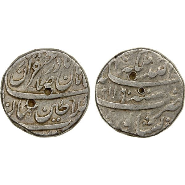 AFSHARID: Nadir Shah, 1735-1747, AR rupi (11.26g), Peshawar, AH1160, Fine