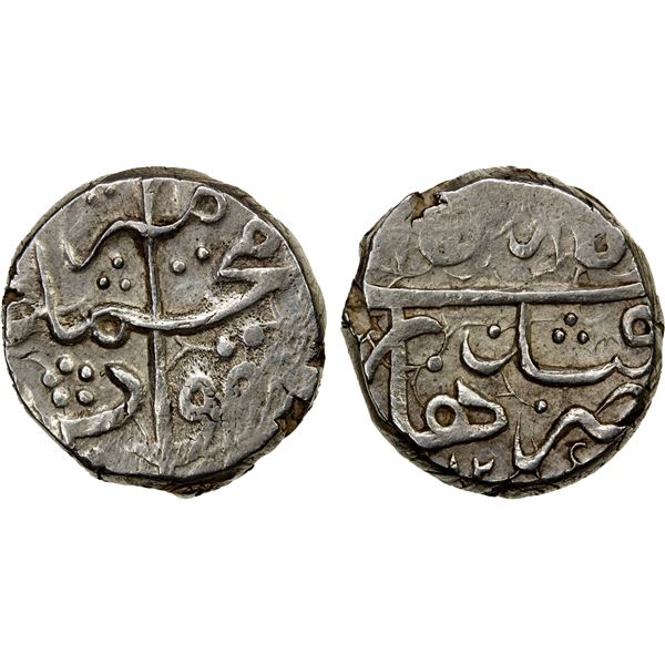 BARAKZAI: Muhammad Ya'qub, 1879-1880, AR qandahari rupee (5.60g), Qandahar, AH12(9)6, EF