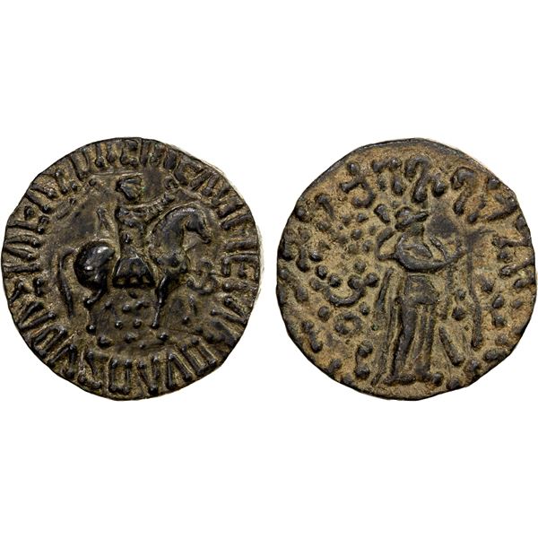 INDO-SCYTHIAN: Aspavarma, ca. 5-35 AD, AE tetradrachm (9.77g), EF