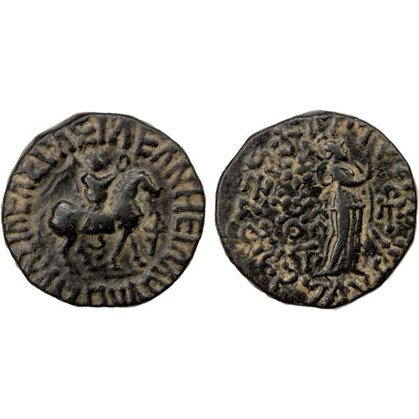 INDO-SCYTHIAN SATRAPS: Aspavarma, ca. 1st century BC, AE tetradrachm (10.04g), EF