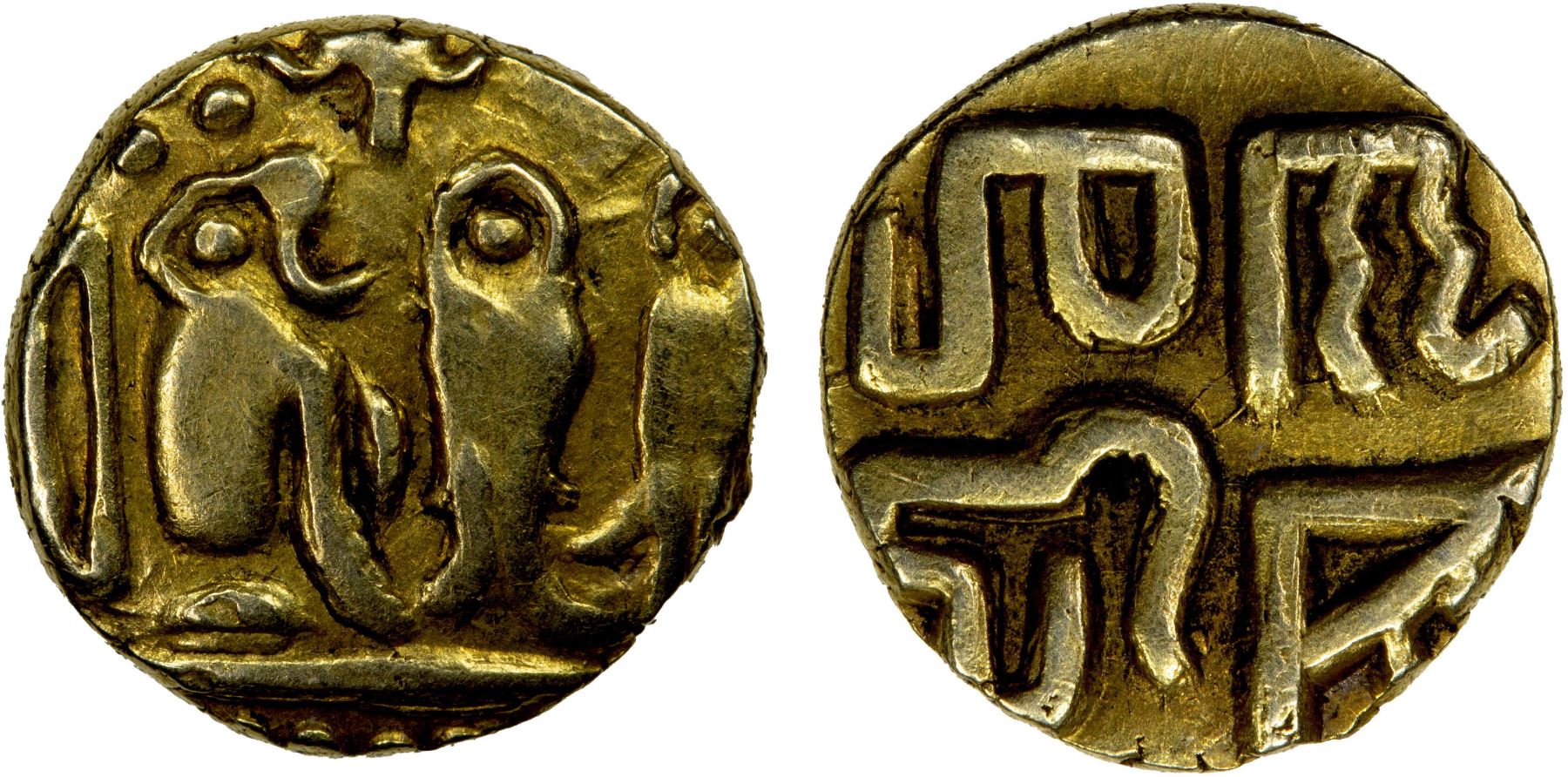 Kahavanu Raja Raja CHOLAS OF TANJORE: Raja Raja I, 985-1014, AV 1/8 kahavanu (0.55g ...
