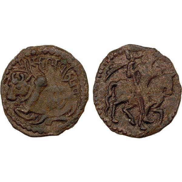 HINDUSHAHI: Spalapati, 8th/9th century, AE jital (3.33g), VF-EF