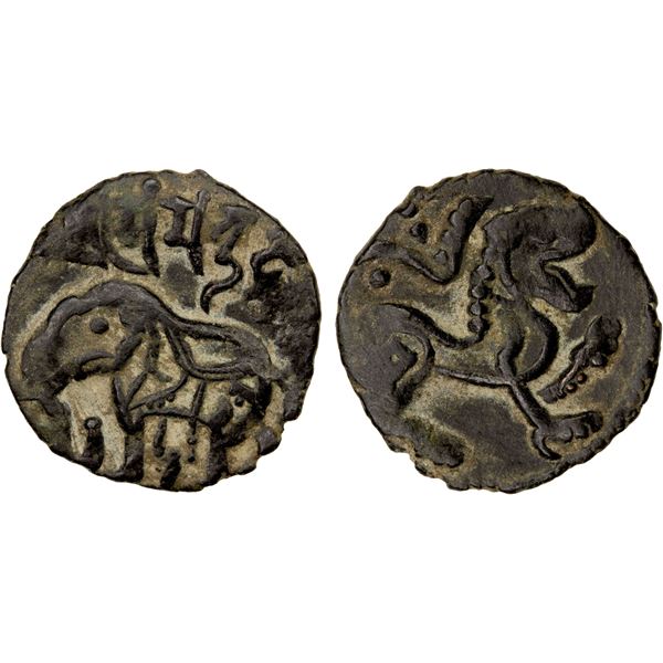 HINDUSHAHI: Samanta Deva, 9th/10th century, AE jital (2.19g), VF-EF