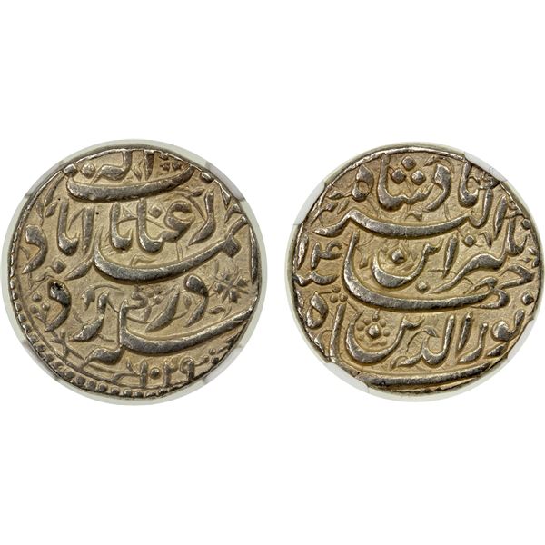 MUGHAL: Jahangir, 1605-1628, AR rupee, Ahmadabad, AH1029 year 14, NGC graded AU55