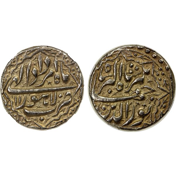 MUGHAL: Jahangir, 1605-1628, AR rupee, Lahore, year 11, NGC graded AU50