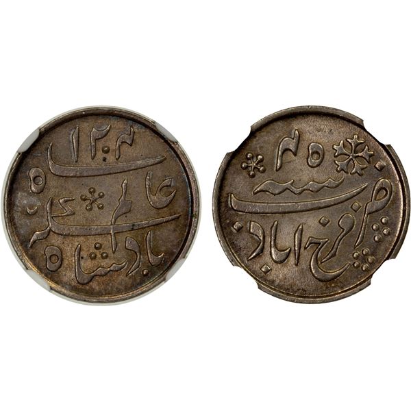 BENGAL PRESIDENCY: AR 1/4 rupee, "Farrukhabad", year "45", NGC graded MS65