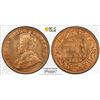 Image 1 : BRITISH INDIA: George V, 1910-1936, AE 1/4 anna, 1930(b), PCGS graded MS65 RD