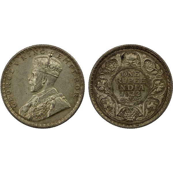 BRITISH INDIA: George V, 1910-1936, AR rupee, 1921(b), AU