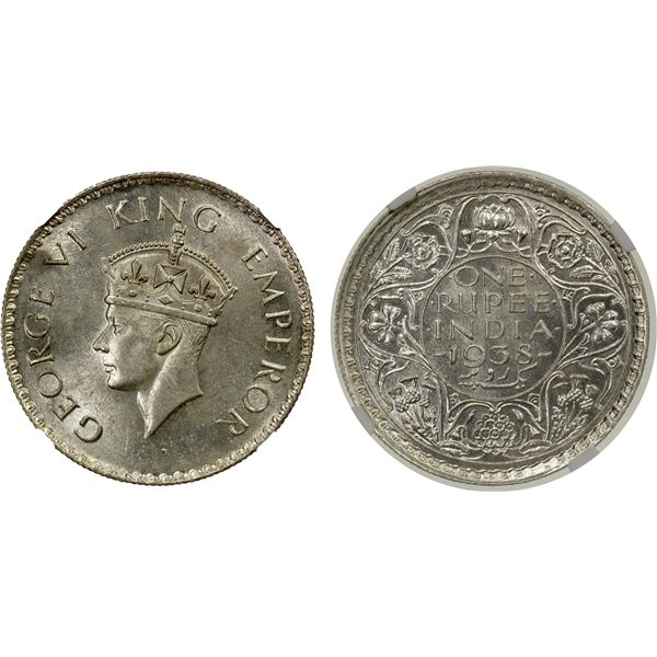 BRITISH INDIA: George VI, 1936-1947, AR rupee, 1938(b), NGC graded MS63