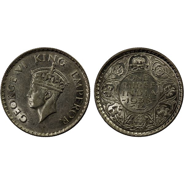 BRITISH INDIA: George VI, 1936-1947, AR rupee, 1938(b), Unc
