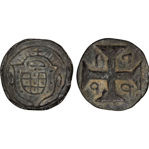DIU: Maria I, 1788-1809, tin 20 bazarucos (14.46g), 1799, EF