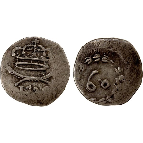 GOA: João V, 1706-1750, AR 60 reis (1.15g), 1726, VF