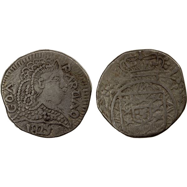 GOA: João V, 1818-1826, AR pardao (5.41g), 1825, VF