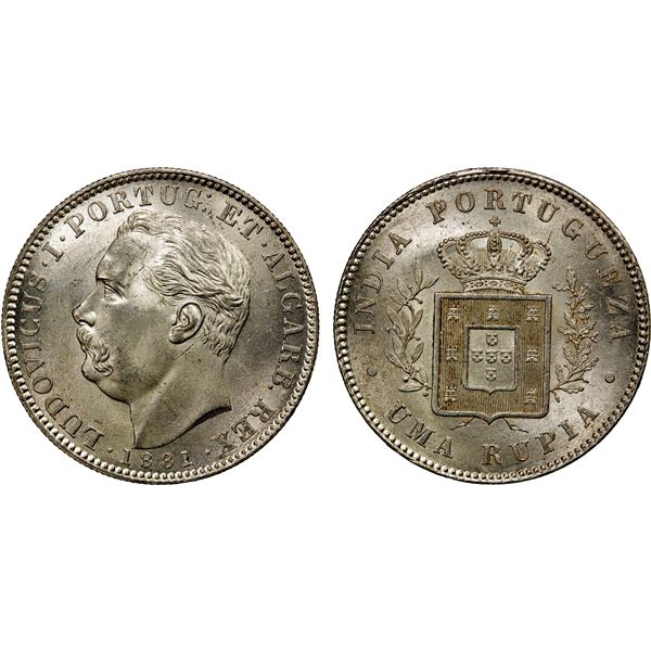 PORTUGUESE INDIA: Luis I, 1861-1889, AR rupia, 1881, Unc