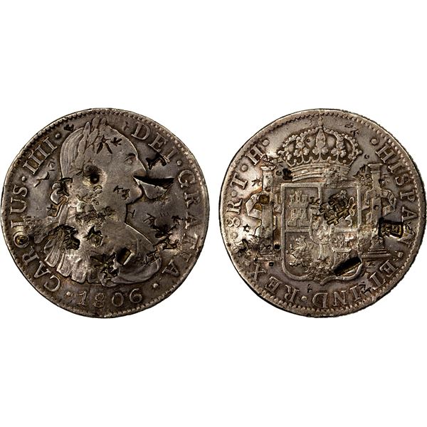 CHINESE CHOPMARKS: MEXICO: Carlos IV, 1788-1808, AR 8 reales, 1806-Mo, VF
