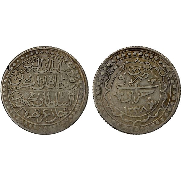 ALGIERS: Mahmud II, 1808-1839, AR budju, AH1238, VF-EF