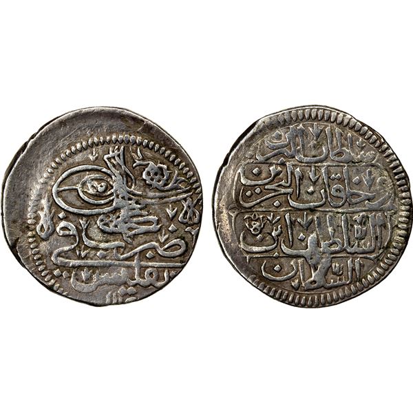GEORGIA: Ahmad III, 1722-1730, AR abbasi (5.31g), Tiflis, AH1115, VF