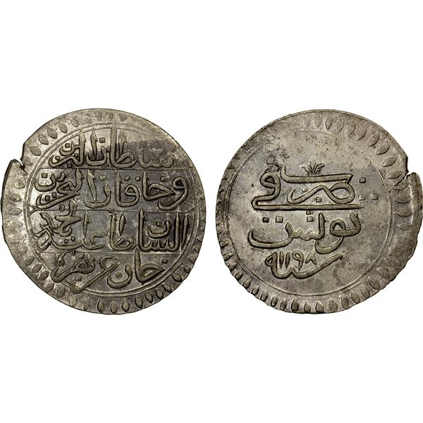 TUNIS: Abdul Hamid I, 1774-1789, AR piastre, AH1198, EF-AU