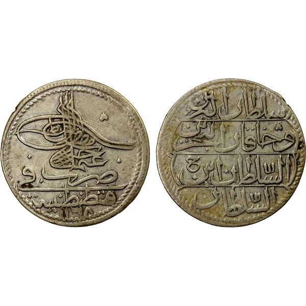 TURKEY: Osman III, 1754-1757, AR onluk (10 para) (5.30g), Kostantiniye, AH1168, lovely VF
