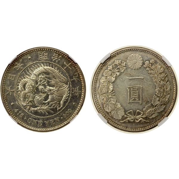 JAPAN: Meiji, 1868-1912, AR yen, year 19 (1886), NGC graded UNC Details
