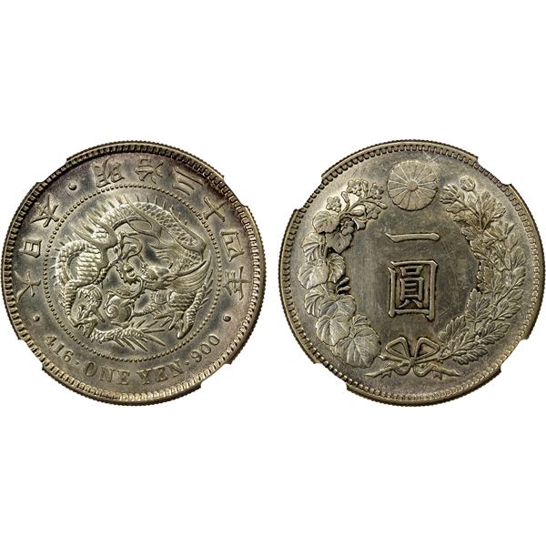 JAPAN: Meiji, 1868-1912, AR yen, year 34 (1901), NGC graded AU details