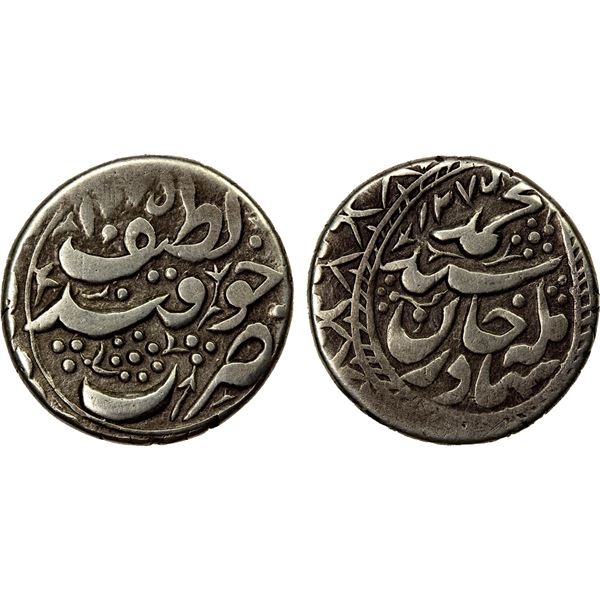KHOQAND: Malla Khan, 1858-1862, AR tenga (2.92g), Khoqand, AH1275//1275, lovely VF