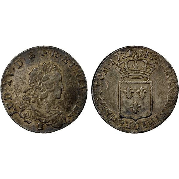 FRANCE: Louis XV, 1715-1774, AR 24 sols, Limoges mint, 1721-I, VF-EF