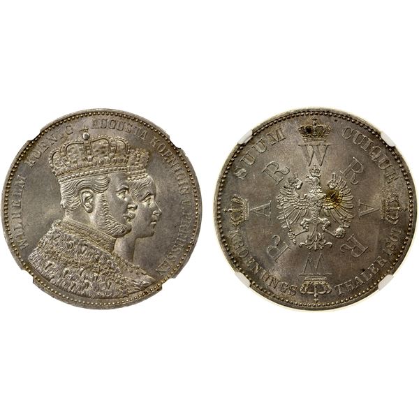 PRUSSIA: Wilhelm I, 1861-1888, AR thaler, 1861-A, NGC graded MS63
