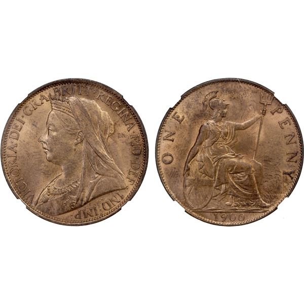 GREAT BRITAIN: Victoria, 1837-1901, AE penny, 1900, NGC graded MS65 RB