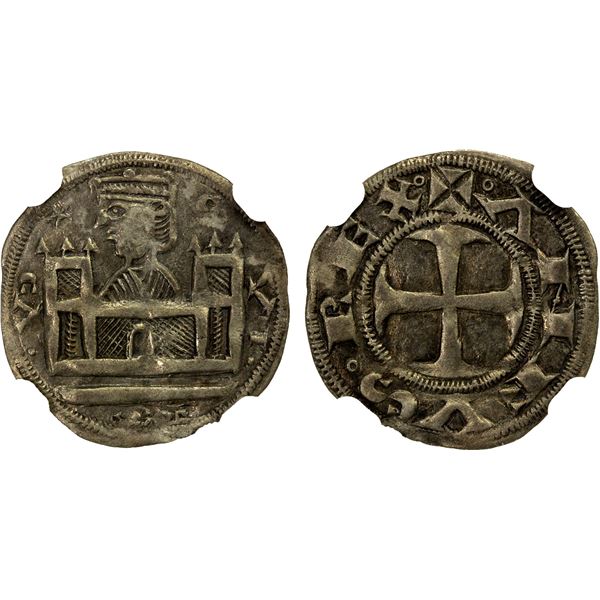 SPAIN: CASTILE & LEÓN: Alfonso VIII, 1158-1214, AR dinero, Calahorra (La Rioja), ND, NGC graded AU53