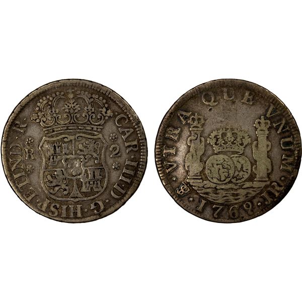 BOLIVIA: Carlos III, 1759-1788, AR 2 reales, 1769, VG-F