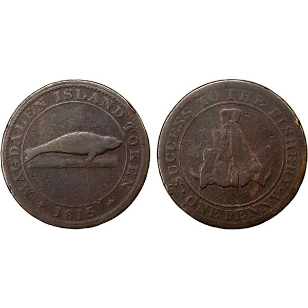CANADA: Magdalen Island, AE penny token, 1815, Fine