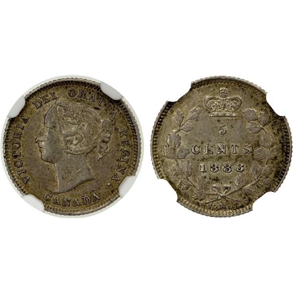 CANADA: Victoria, 1837-1901, AR 5 cents, 1883-H, NGC graded AU58