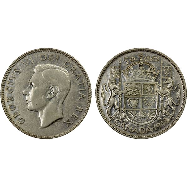 CANADA: George VI, 1936-1952, AR 50 cents, 1948, EF