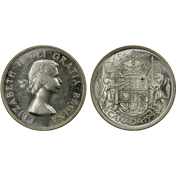 CANADA: Elizabeth II, 1952-, AR 50 cents, 1953, Unc