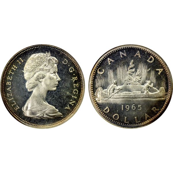 CANADA: Elizabeth II, 1952-, AR dollar, 1965, ANACS graded Proof 67