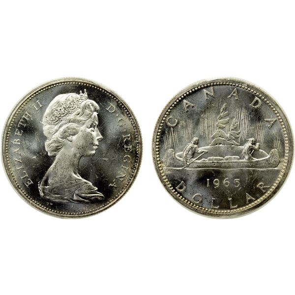 CANADA: Elizabeth II, 1952-, AR dollar, 1965, MS64