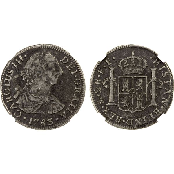 MEXICO: Carlos III, 1759-1788, AR 2 reales, 1783-Mo, NGC graded F-VF