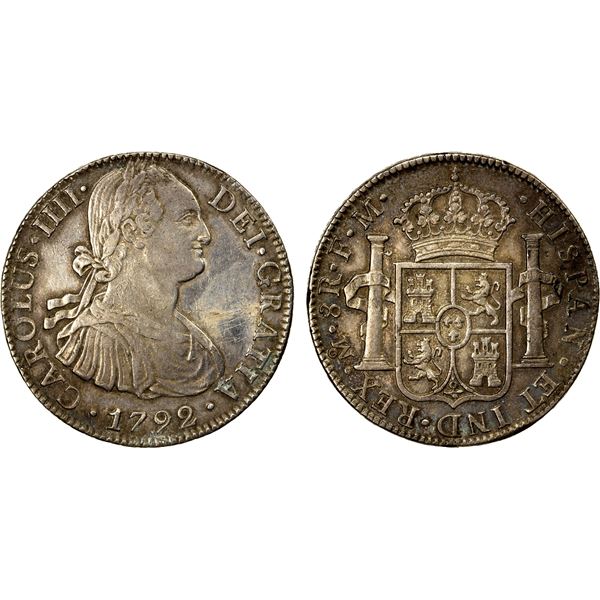 MEXICO: Carlos IV, 1788-1808, AR 8 reales, 1792-Mo, VF-EF