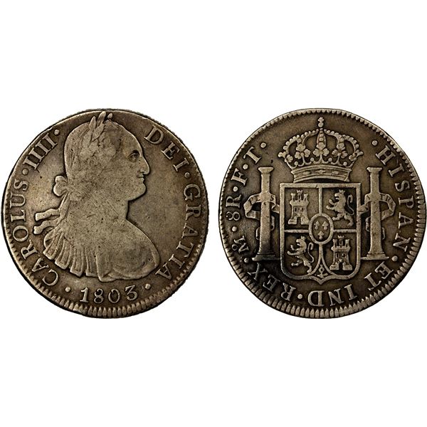 MEXICO: Carlos IV, 1788-1808, AR 8 reales, 1803-Mo, Fine