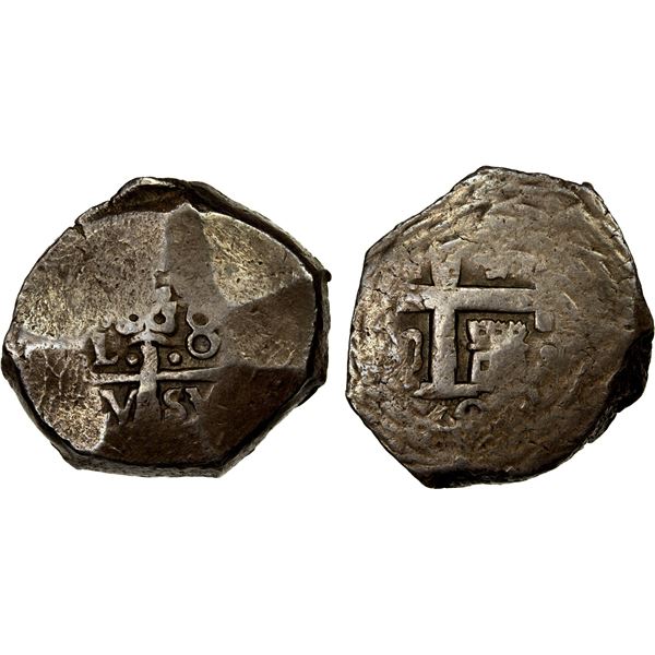 PERU: Felipe V, 1700-1746, AR 8 reales cob (29.23g), Lima, ND, VF